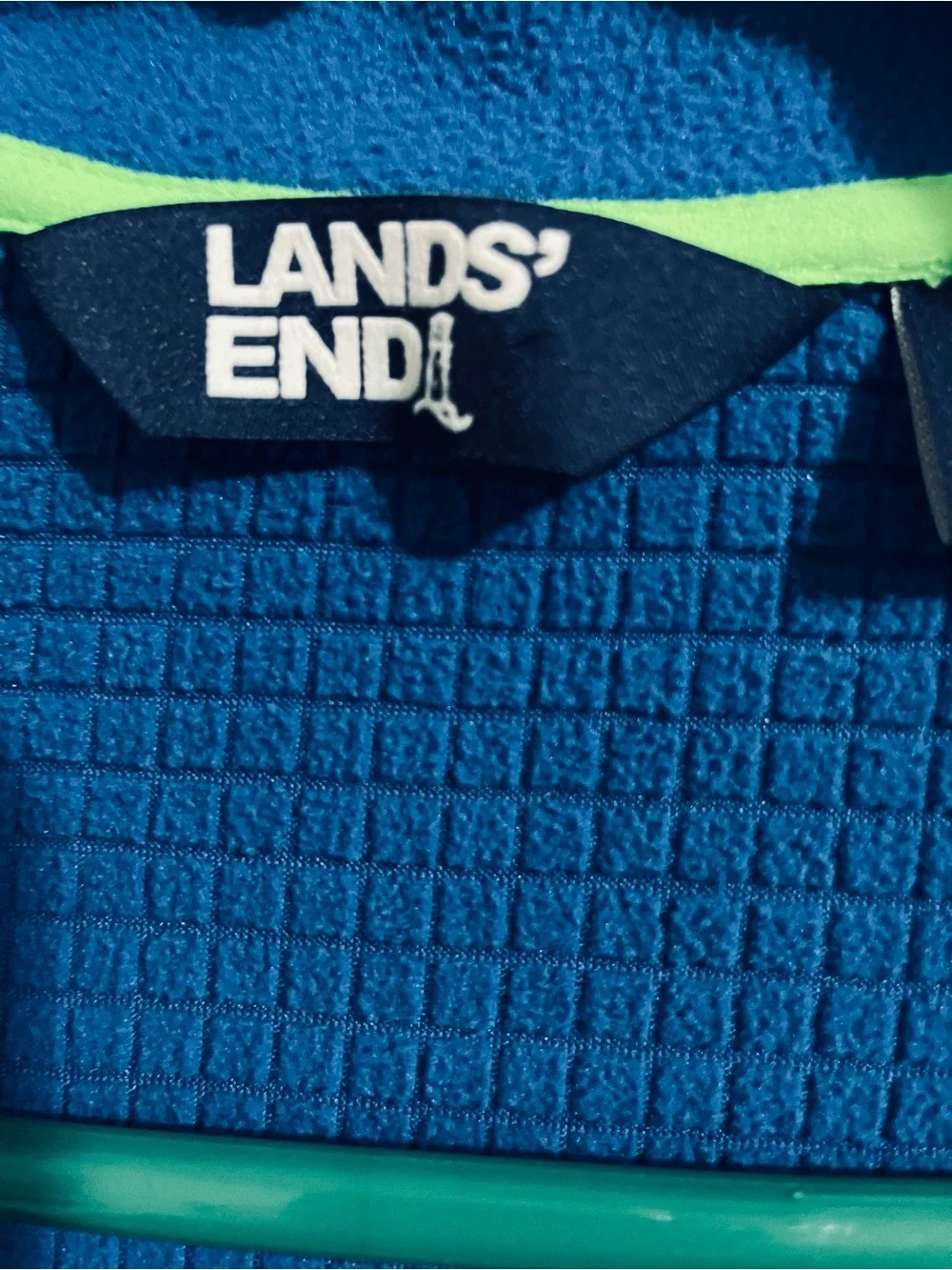 Lands' End Kids' Navy Zip Swim Rashguard with Lime Trim